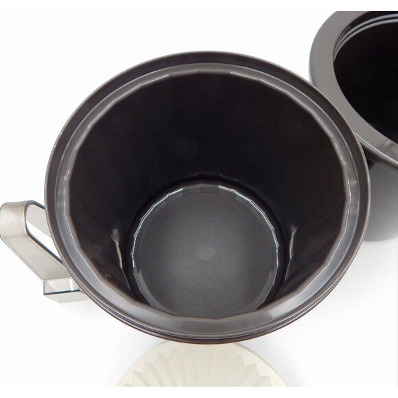 Tupperware 3-Piece Ice Bucket Mocha Brown 1683-5 1684-6 W/Tongs Push Button Lid - Picture 8 of 12